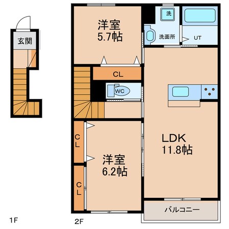 佐古駅 徒歩7分 2階の物件間取画像